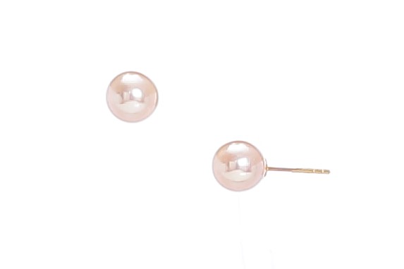 Top-Quality Fresh water pearls in pink color set in gold earrings - 2