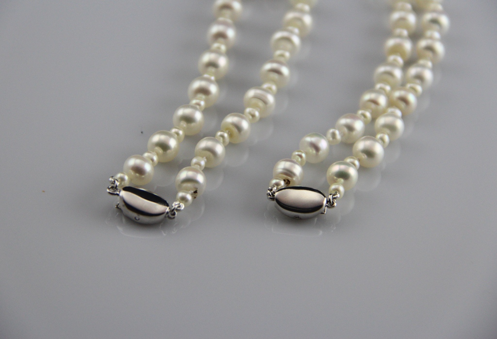 Süßwasserperlen-Set mit Halskette und Armband mit Silberverschluss - 4