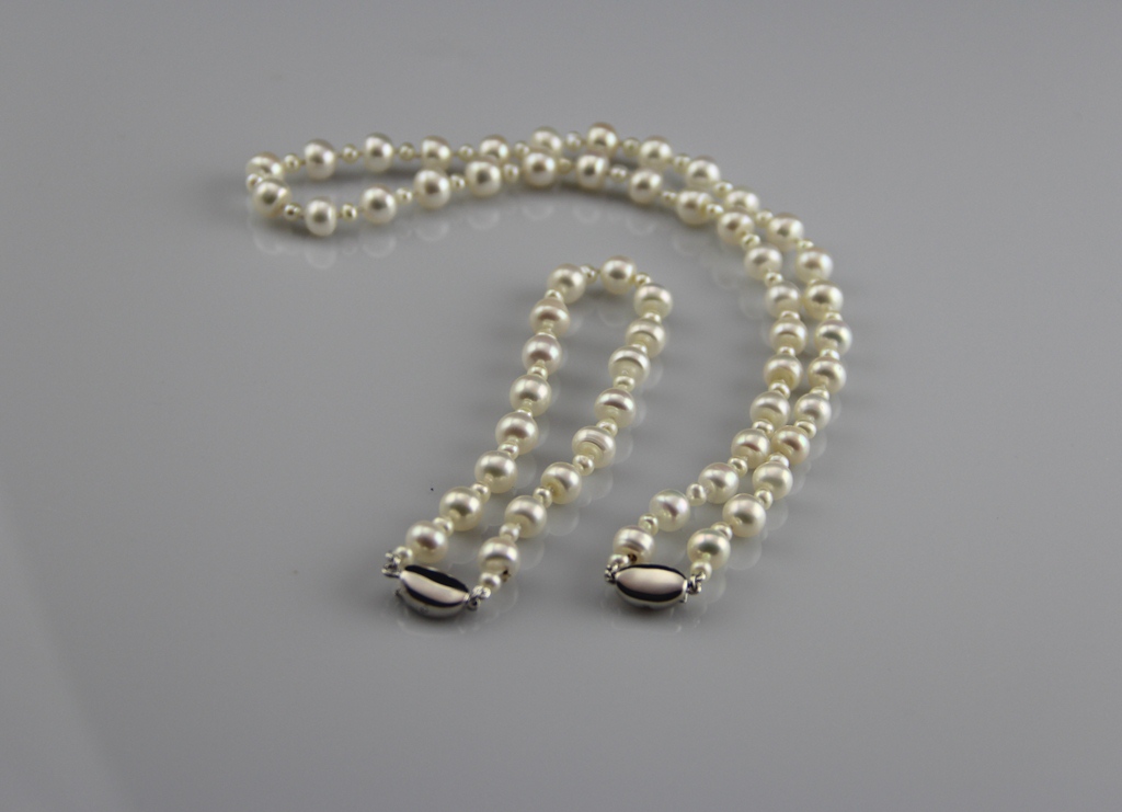 Süßwasserperlen-Set mit Halskette und Armband mit Silberverschluss - 3