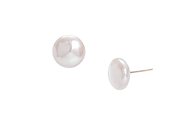 Fresh water pearls with button shape set in 18K gold earrings - 2