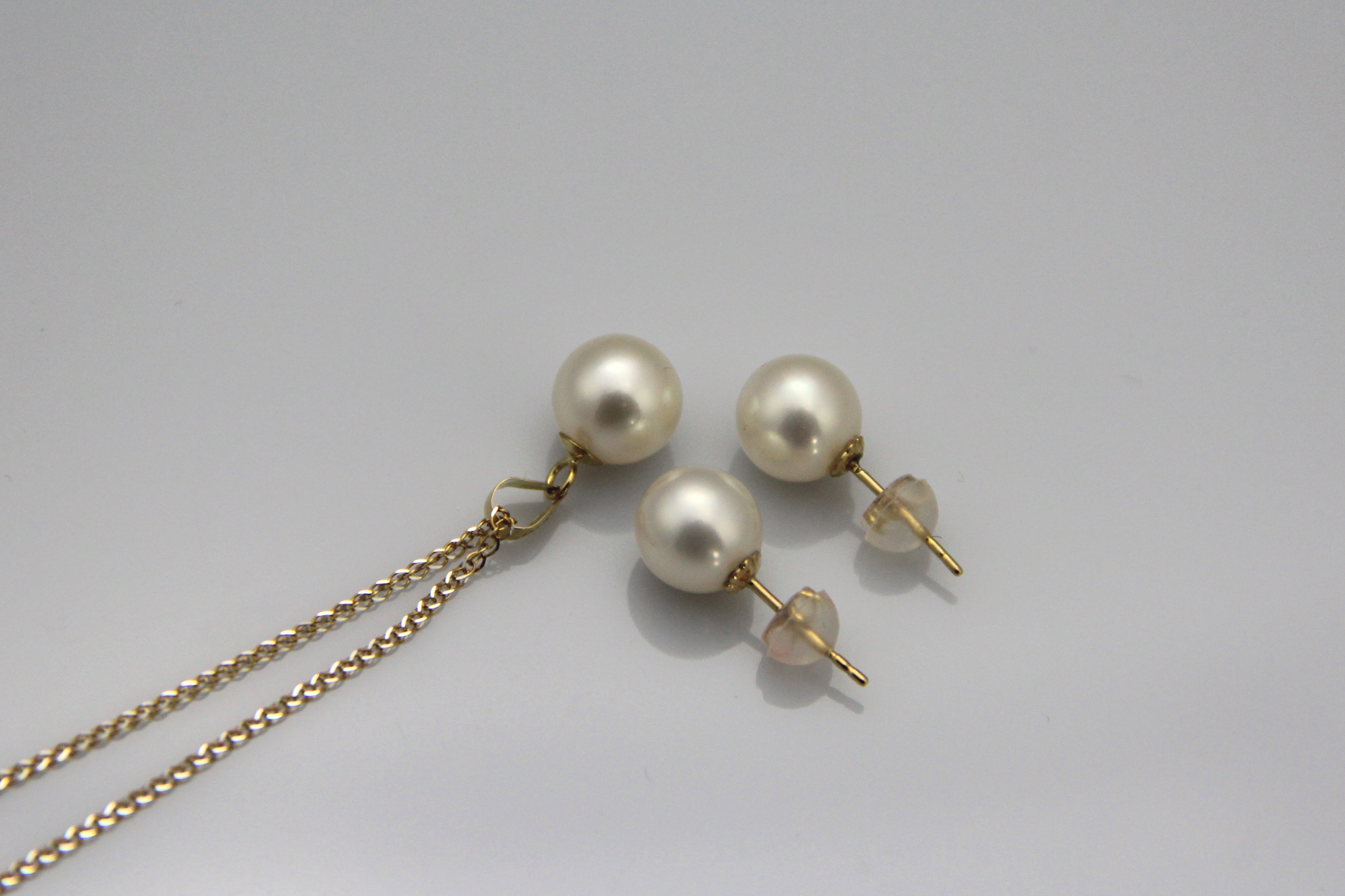 Set mit Süßwasserperlen aus 18 Karat Gold - 5