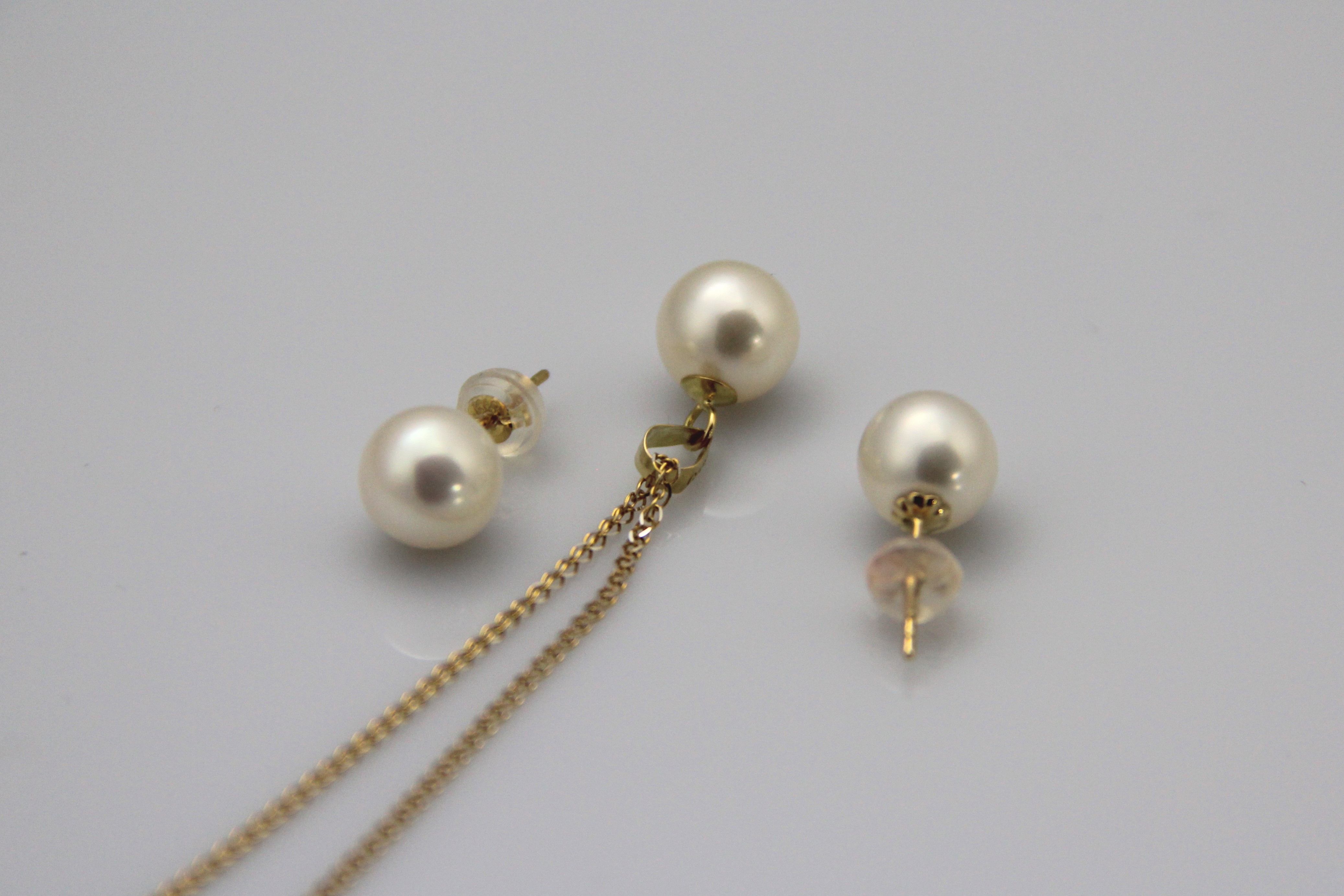 Set mit Süßwasserperlen aus 18 Karat Gold - 4