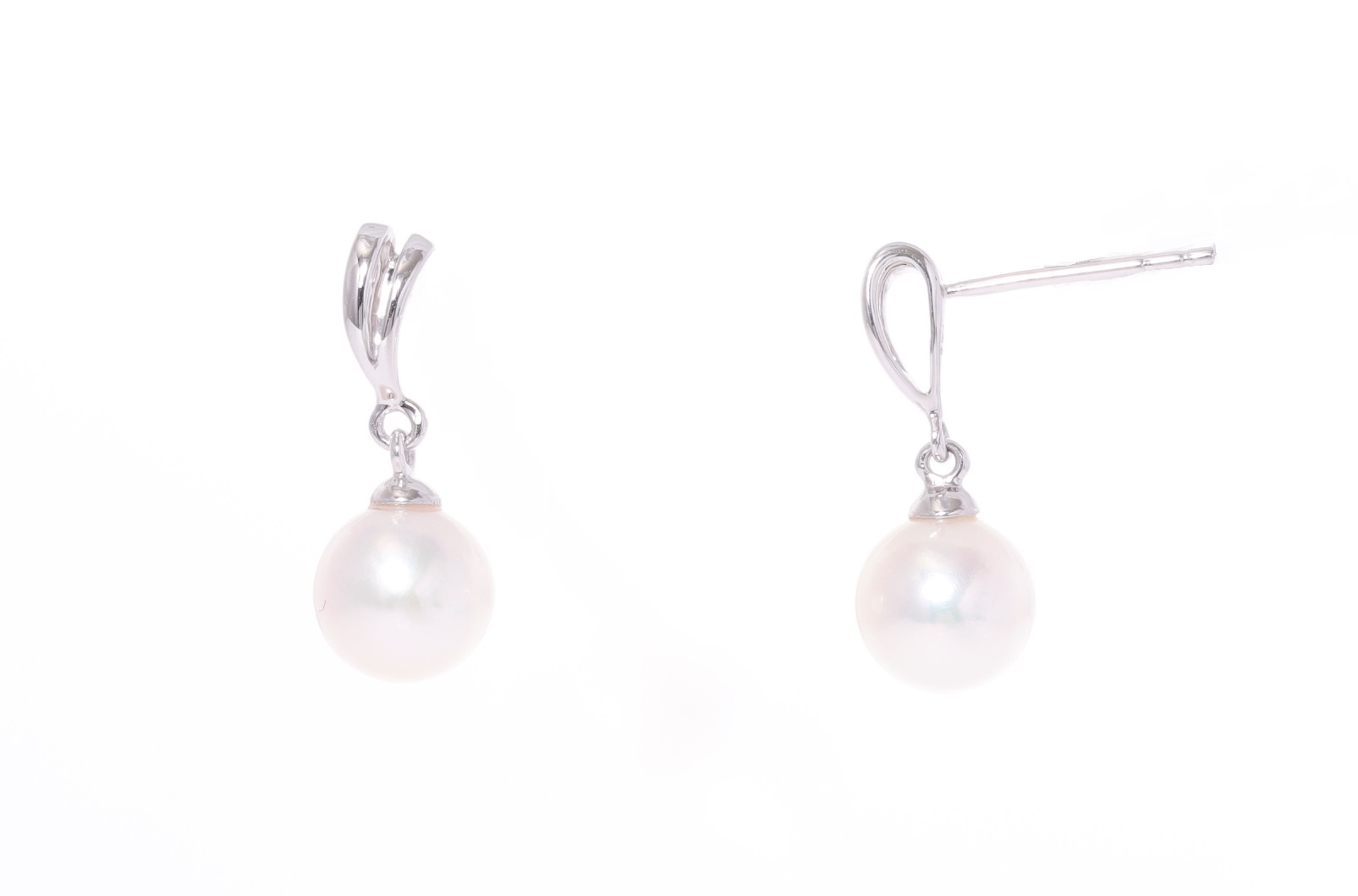 AAA-Quality Akoya pearl earrings set in 18K white gold 7-7.5mm - 2