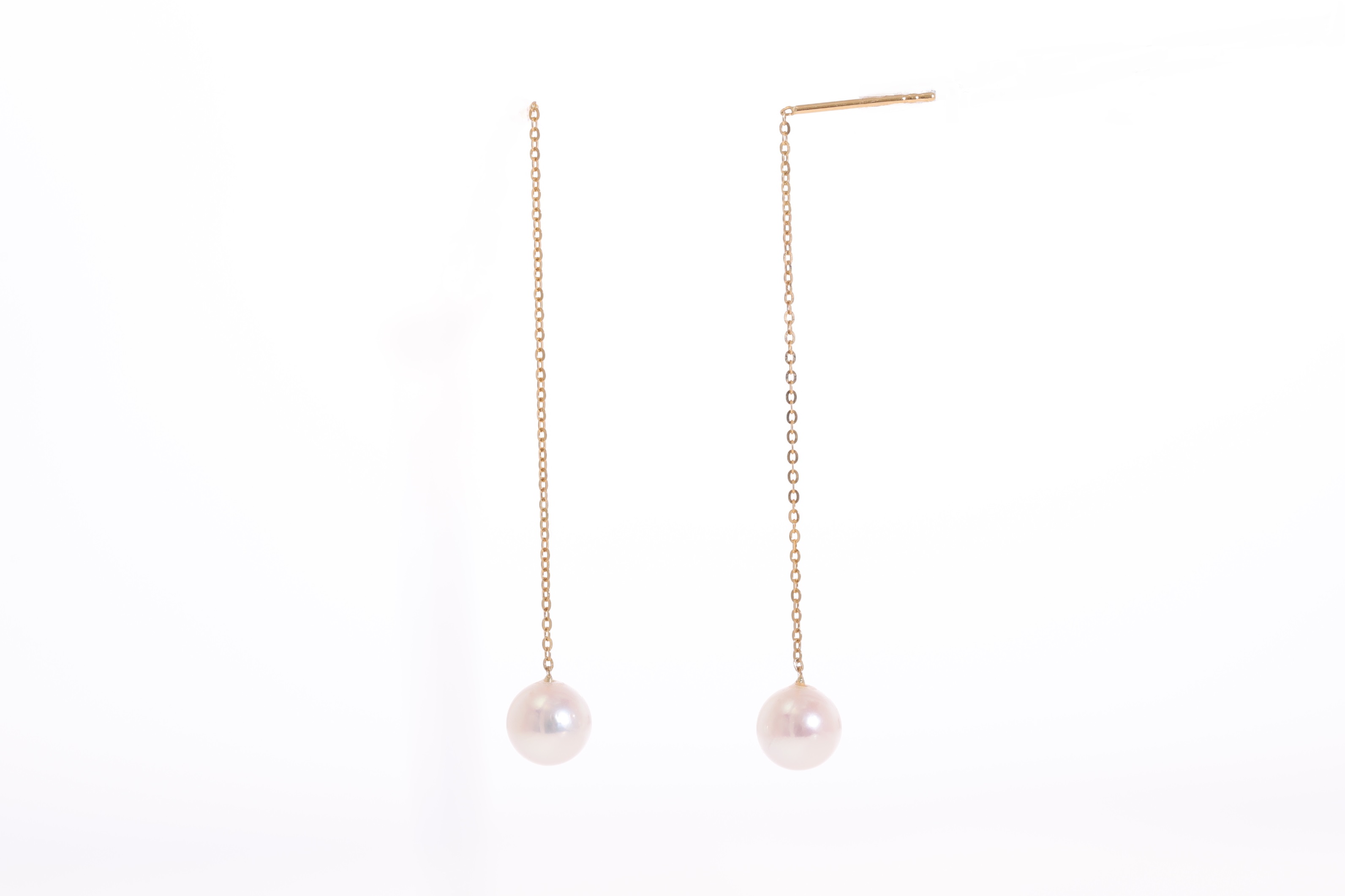 7-7.5mm AAA-Quality Akoya pearl earrings set in 18K gold  - 2