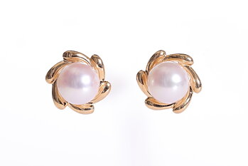 Perlenohrringe Akoya in AAA-Qualität in Gold, 8.5–9 mm