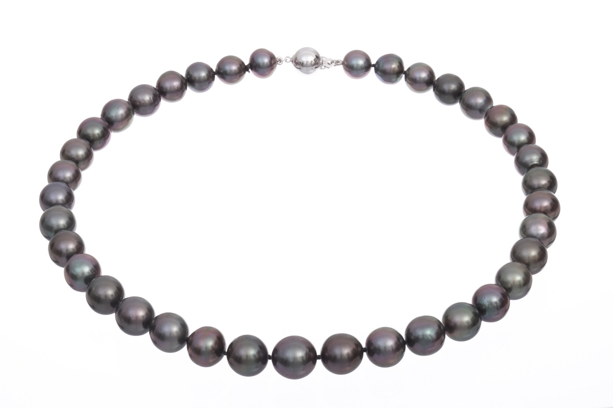 Collar de perlas de Tahiti de 9.5-12 mm con cierre de oro blanco - 2
