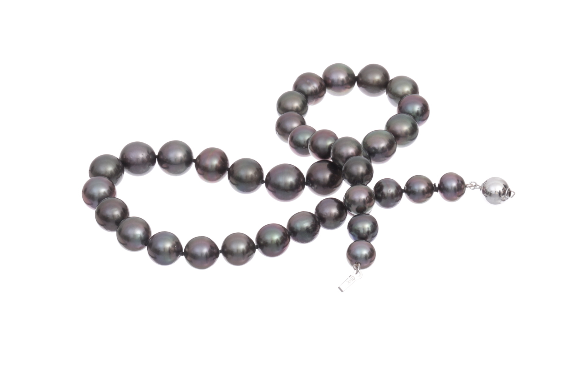 Collar de perlas de Tahiti de 9.5-12 mm con cierre de oro blanco - 7
