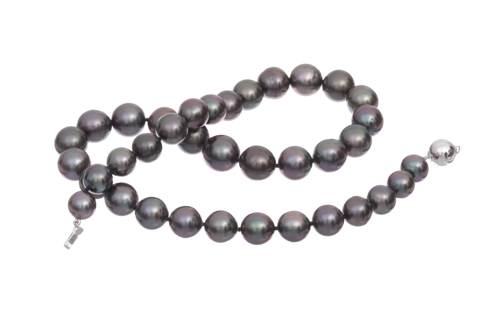 Collar de perlas de Tahiti de 9.5-12 mm con cierre de oro blanco