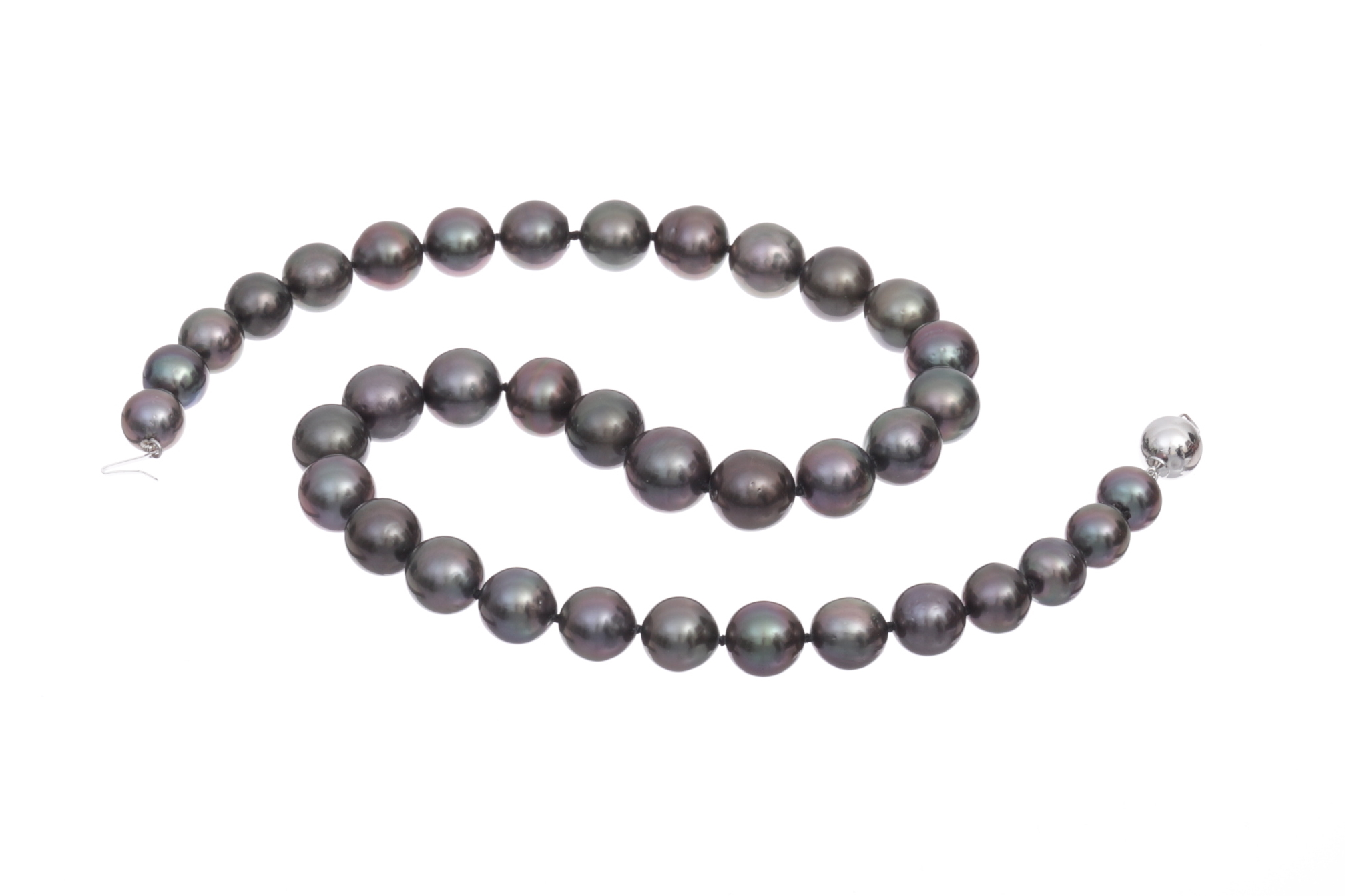 Collar de perlas de Tahiti de 9.5-12 mm con cierre de oro blanco - 8