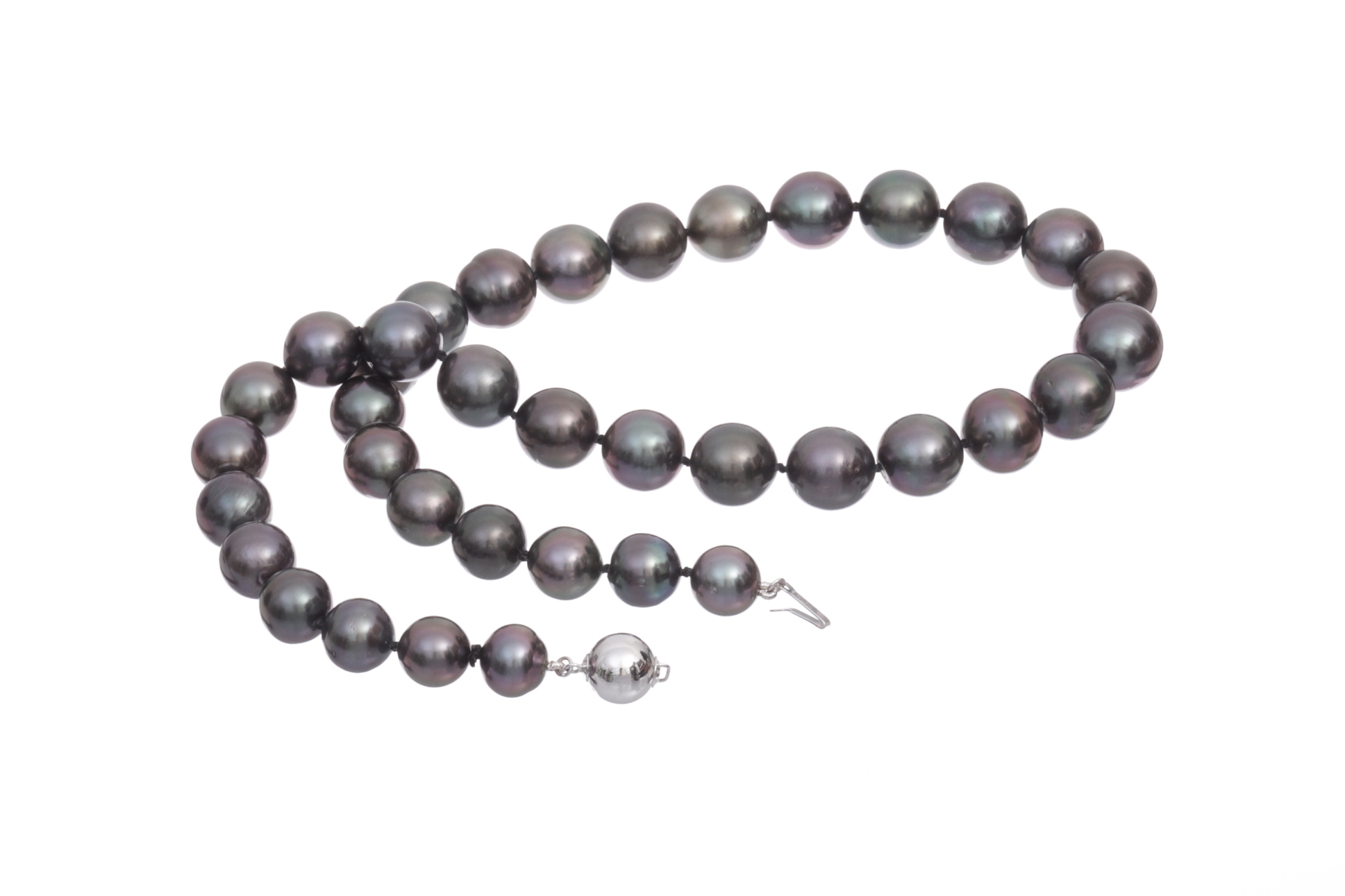 Collar de perlas de Tahiti de 9.5-12 mm con cierre de oro blanco - 6
