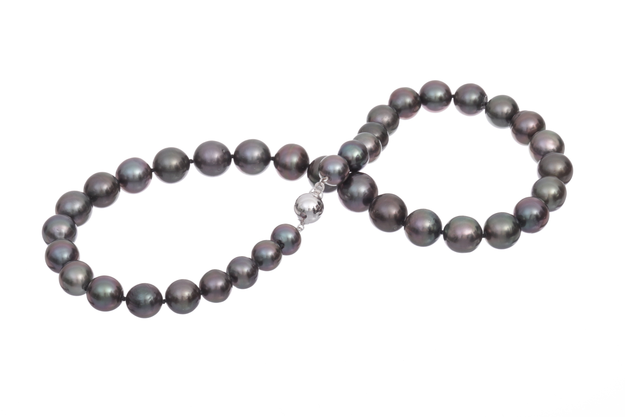 Collar de perlas de Tahiti de 9.5-12 mm con cierre de oro blanco - 4