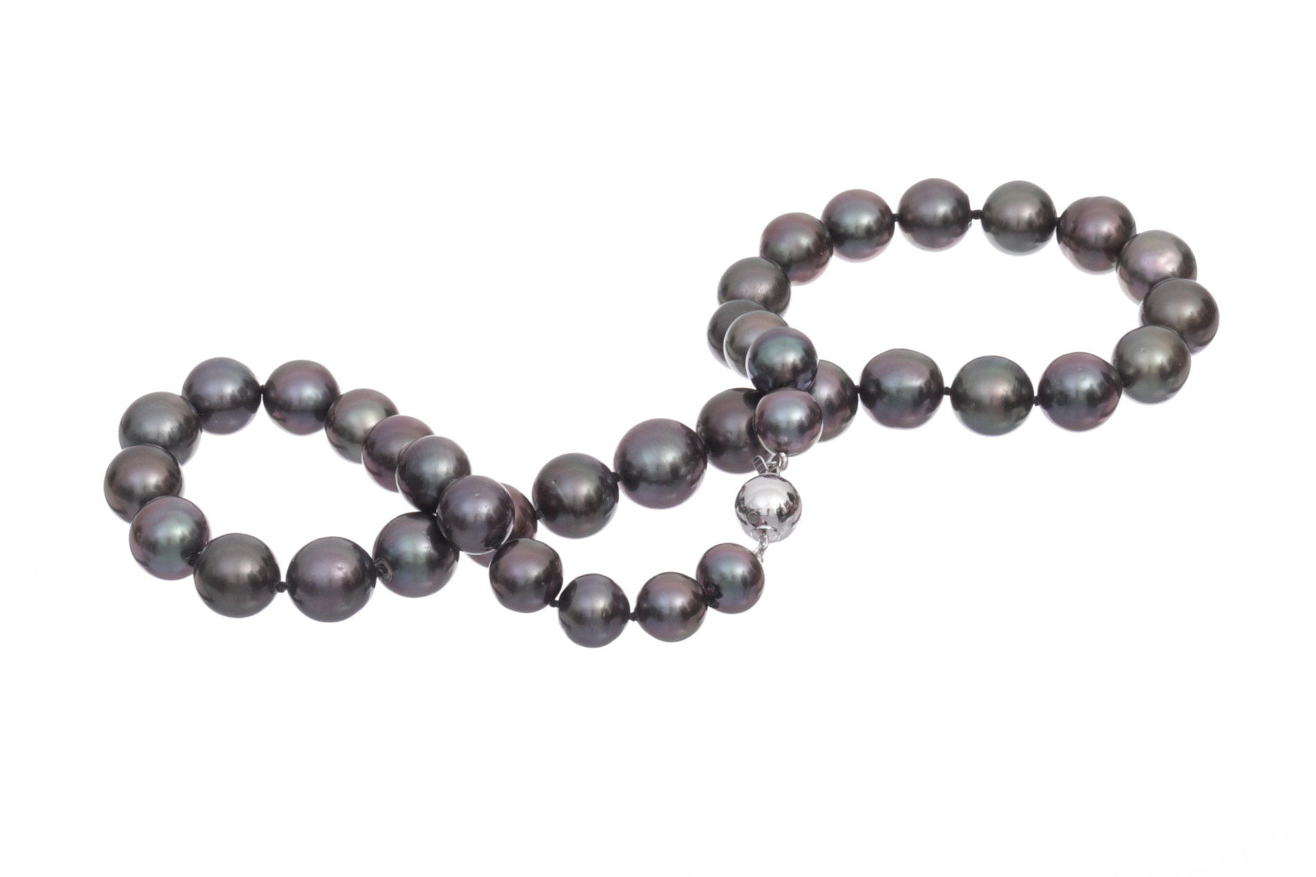 Collar de perlas de Tahiti de 9.5-12 mm con cierre de oro blanco - 3