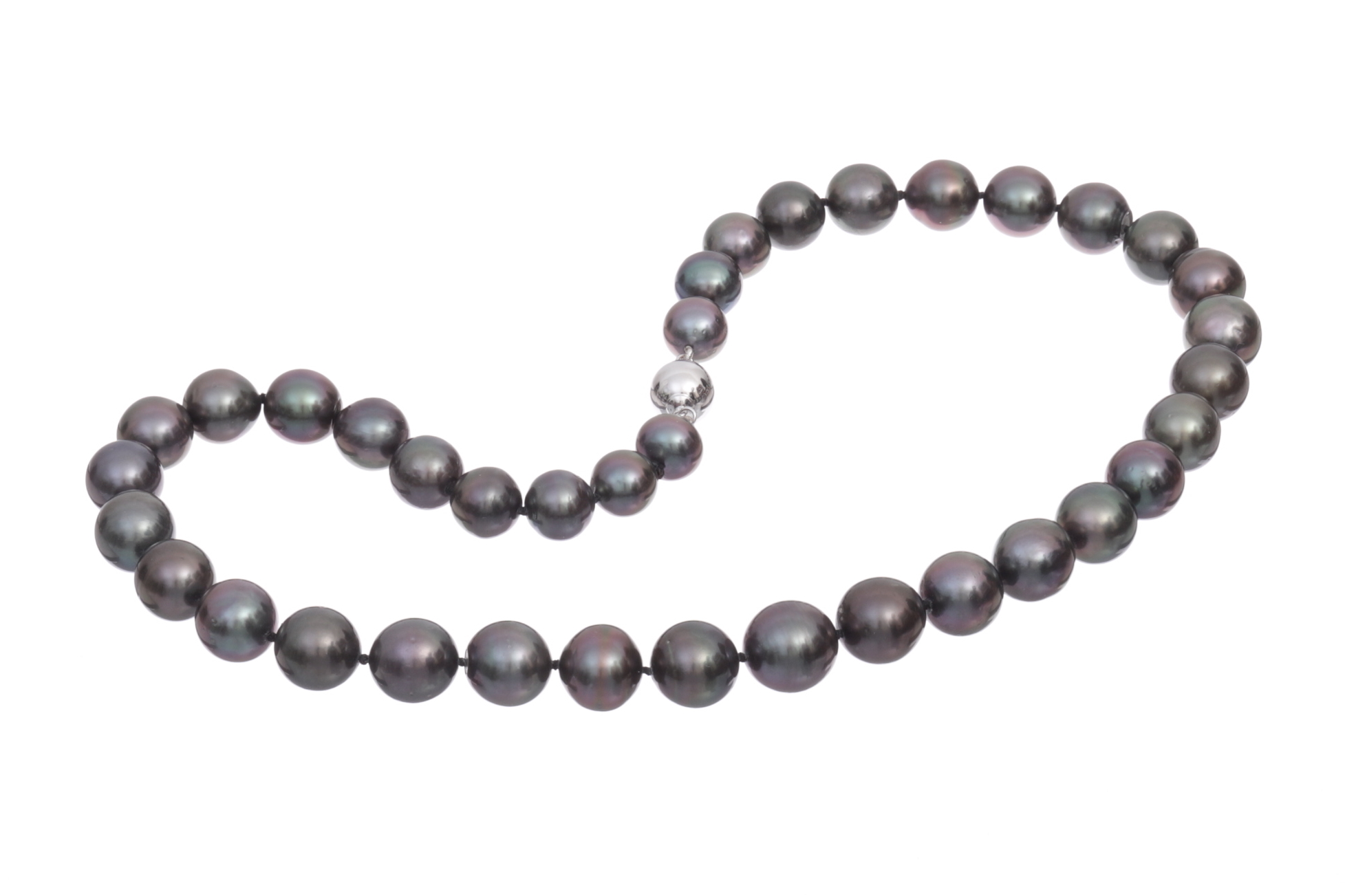 Collar de perlas de Tahiti de 9.5-12 mm con cierre de oro blanco - 5