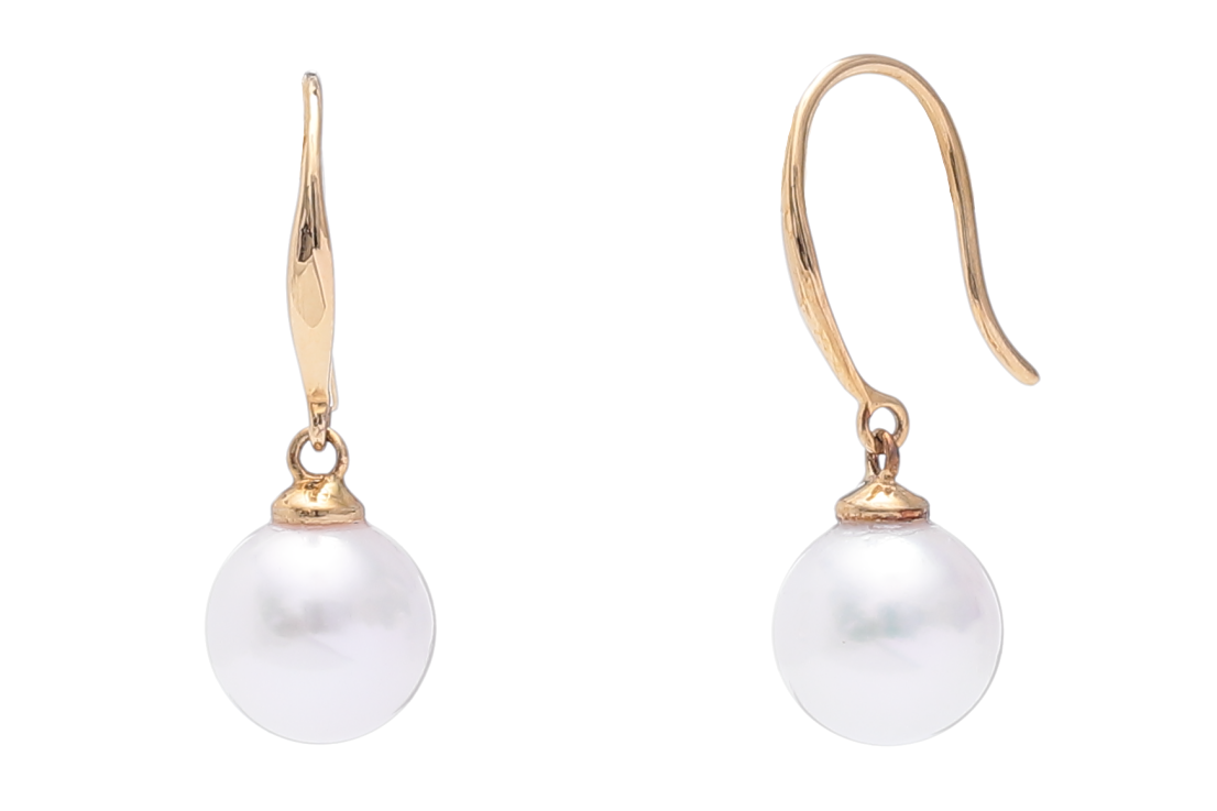 Pendientes de oro con perlas Akoya de 7.5-8 mm de calidad AAA 