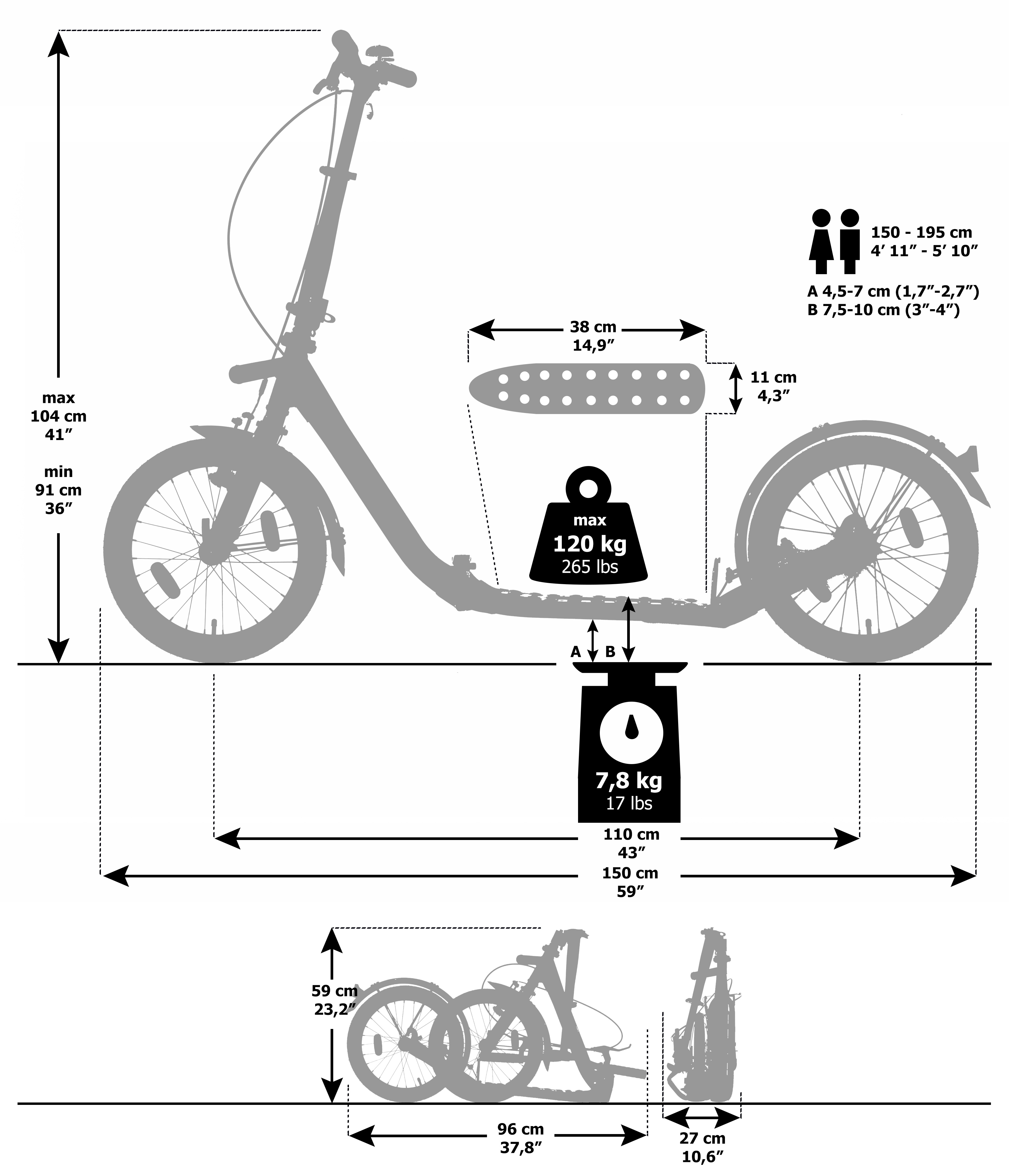 KICKBIKE vikbar sparkcykel CliX vit  - 6