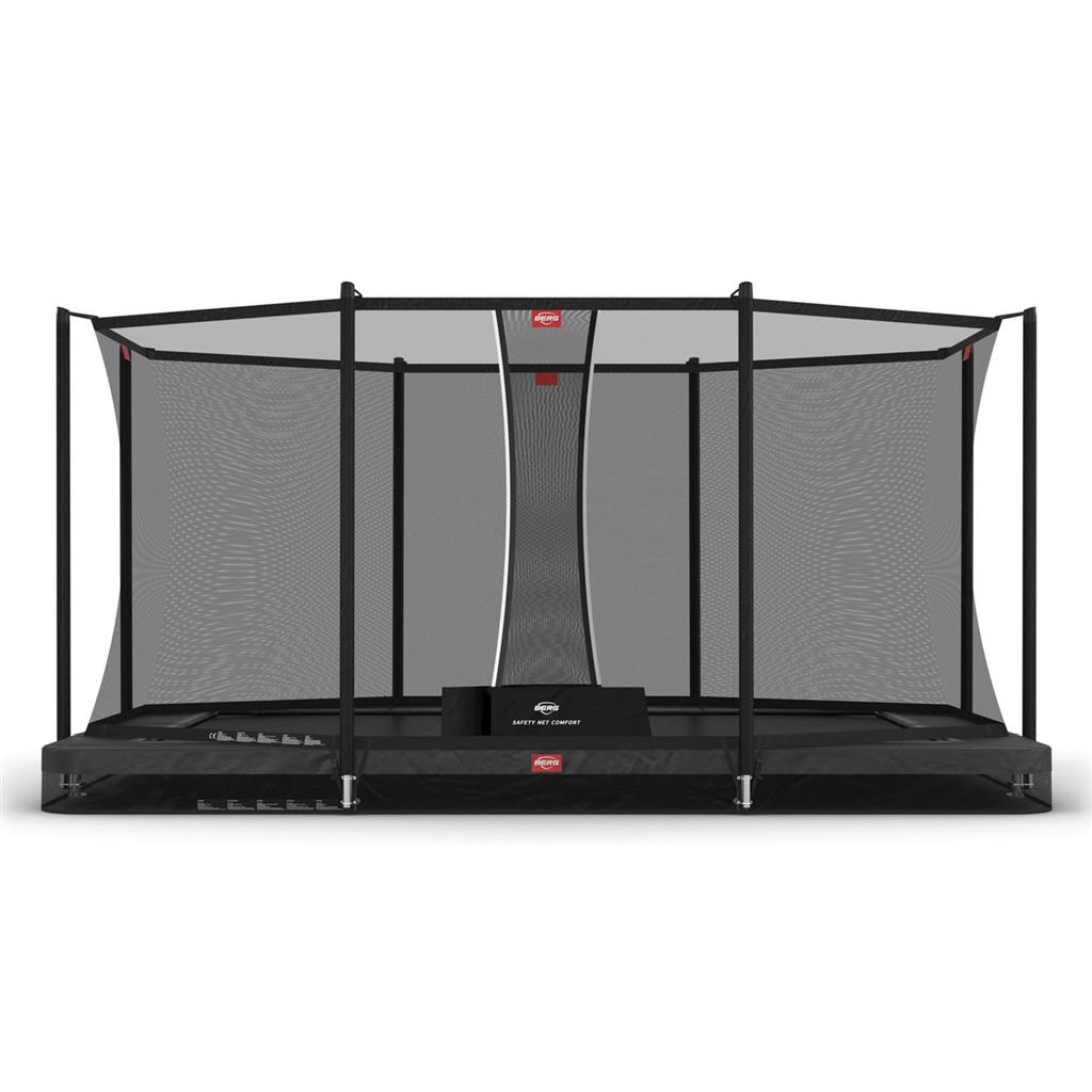 Studsmatta BERG Inground ULTIM Favorit Grå 410x250 AirFlow rektangulär + skyddsnät Comfort