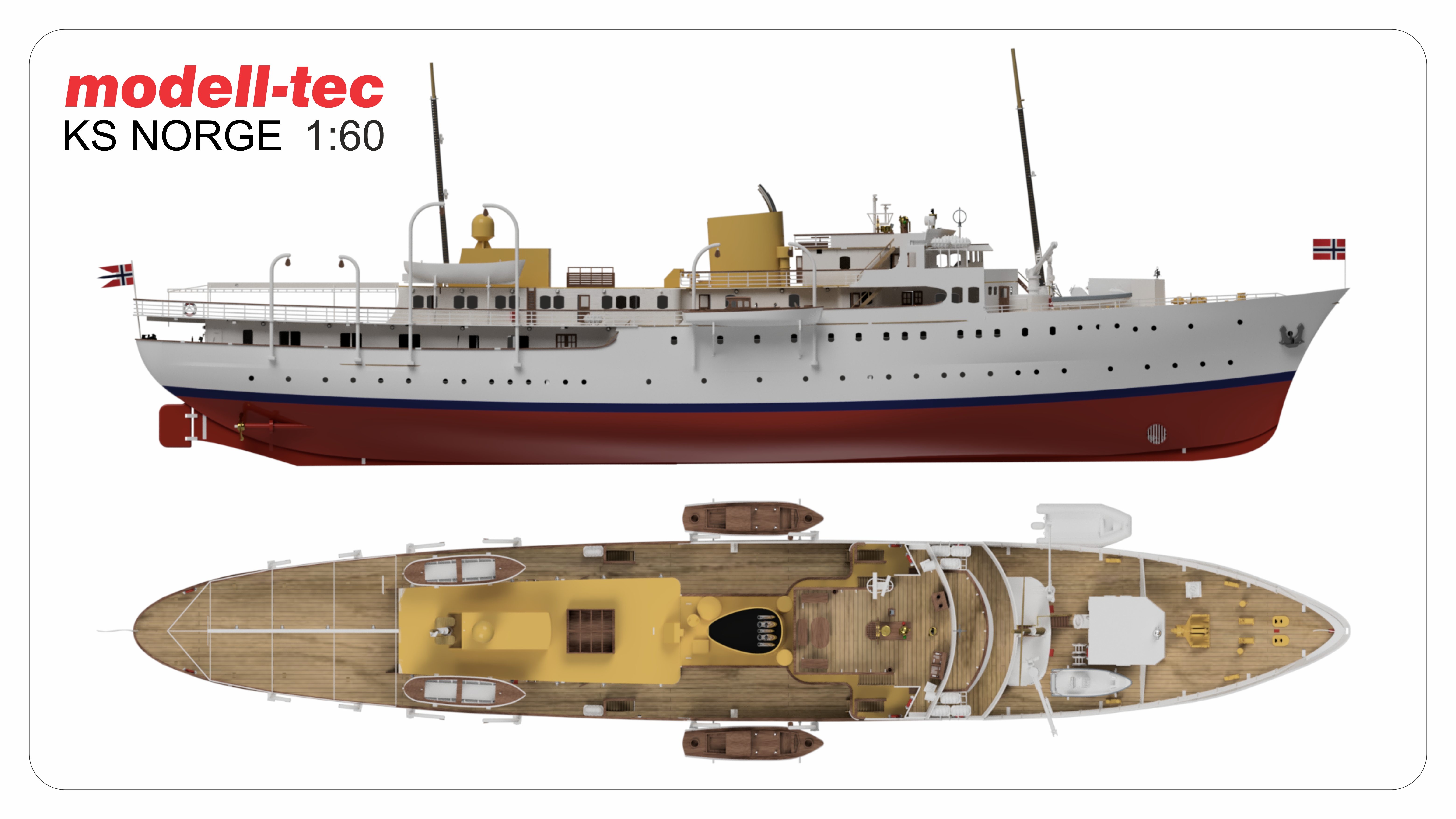 1/60 NORGE '' The Ship of King of Norway '' 133 cm - full inside details