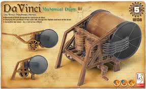 Leonardo da Vinci Mechanical Drum (NO GLUE, movable parts)