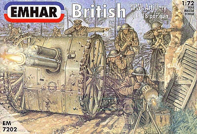 1/72 British Artillery WW1 fig.s 24 fig. & 18 pdr. Gun