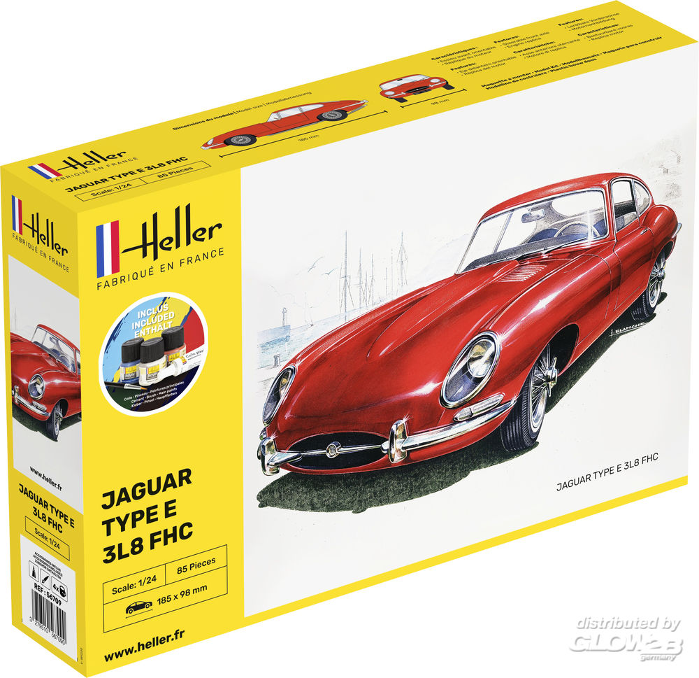 1/24 Jaguar E 3L8 Fhc  COMPLETE w.  Glue, Paint, Brush