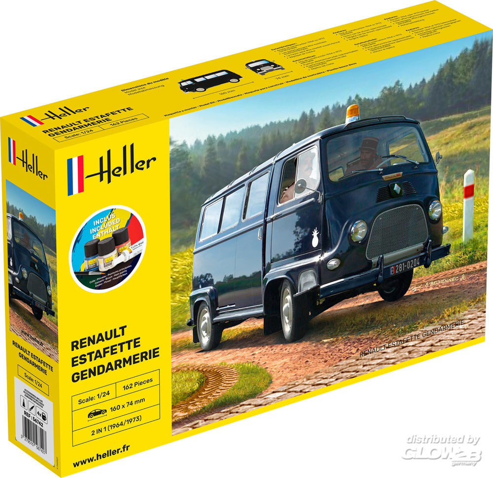 1/24 Renault Estafette Gendarmerie COMPLETE w. Glue, Paint,Brush -