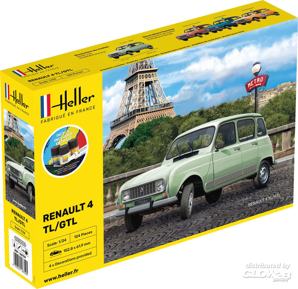 1/24 Renault 4L -  COMPLETE w.  Glue, Paint,Brush