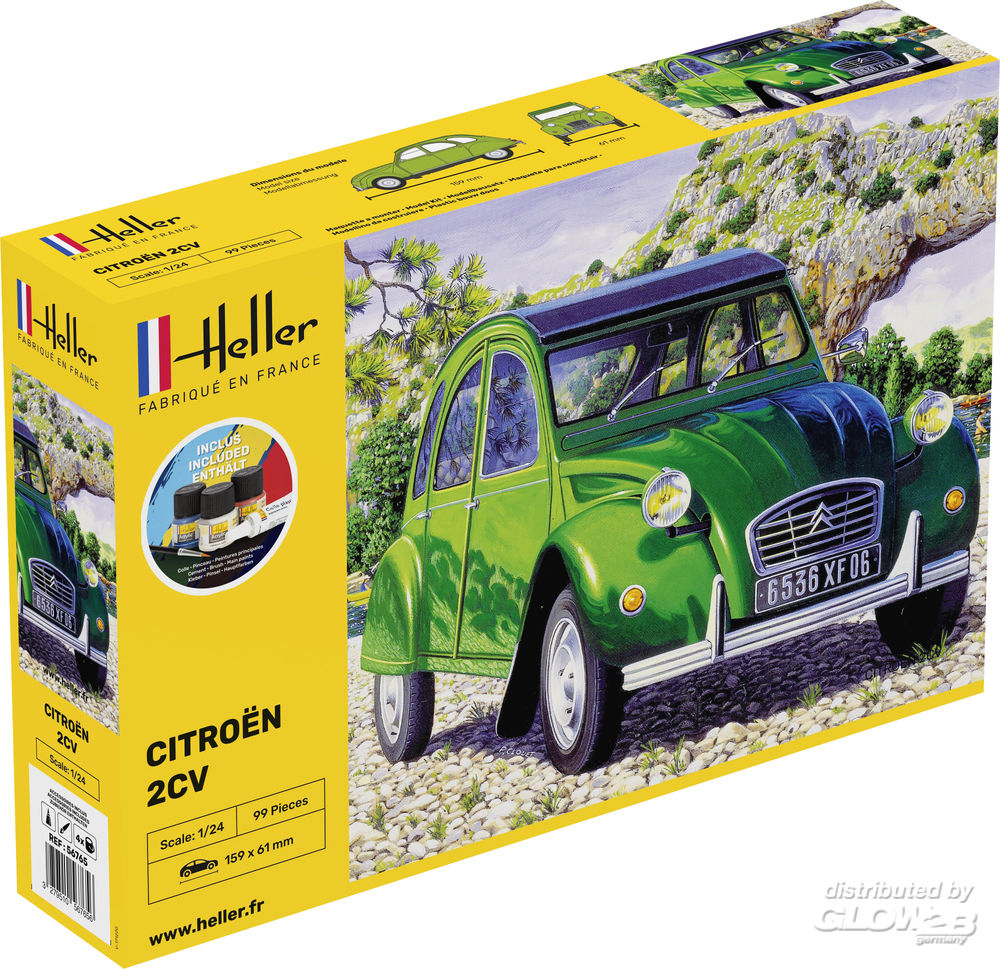 1/24 Citroen 2 CV  COMPLETE w.  Glue, Paint,Brush