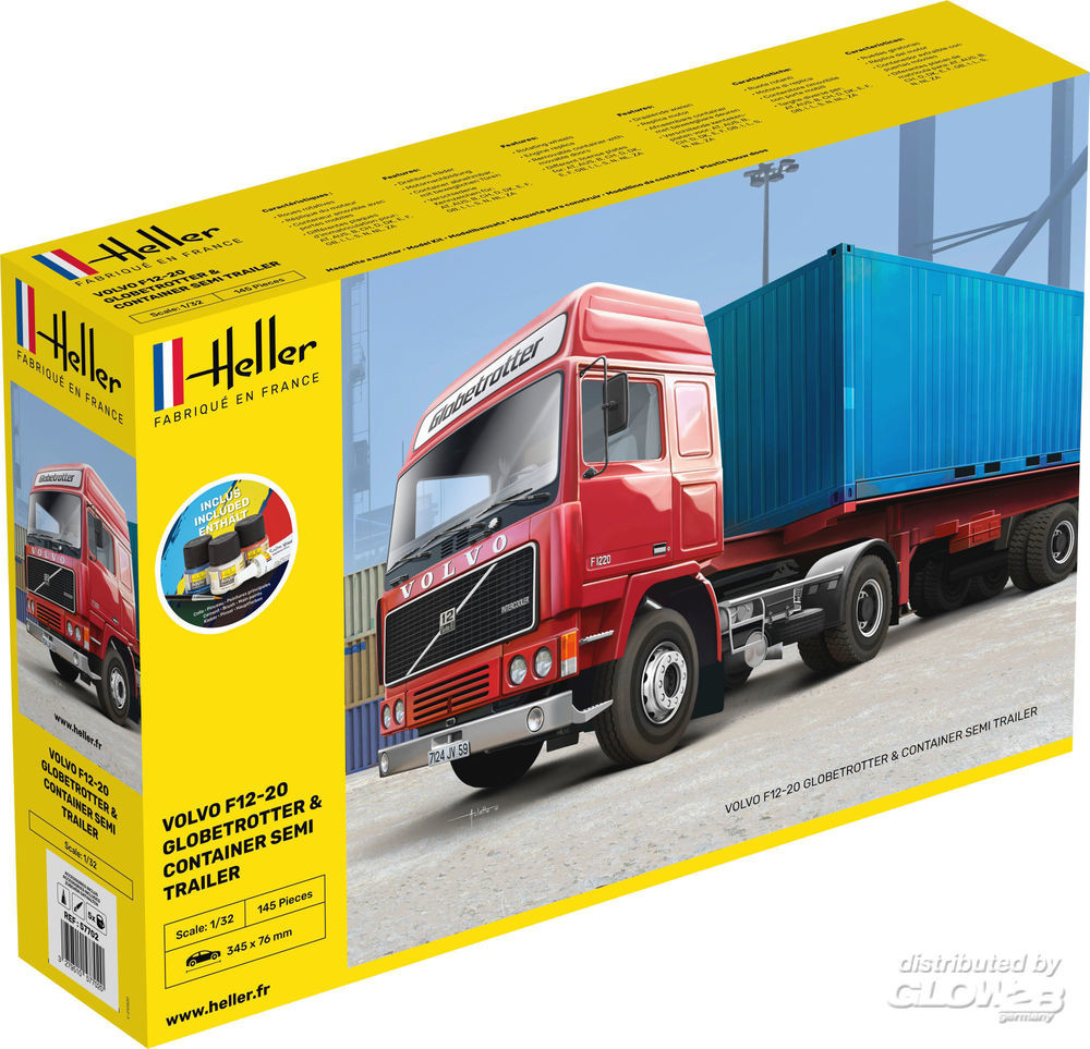 1/32 Volvo F12-20 Globetrotter & Container   COMPLETE with glue, paint and brush...