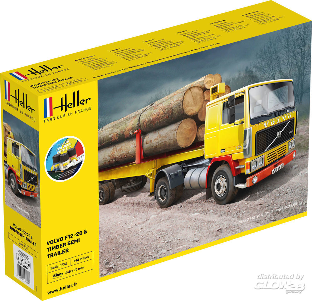1/32 Volvo F12-20 & Timber Semi Trailer  COMPLETE with glue, paint and brush...