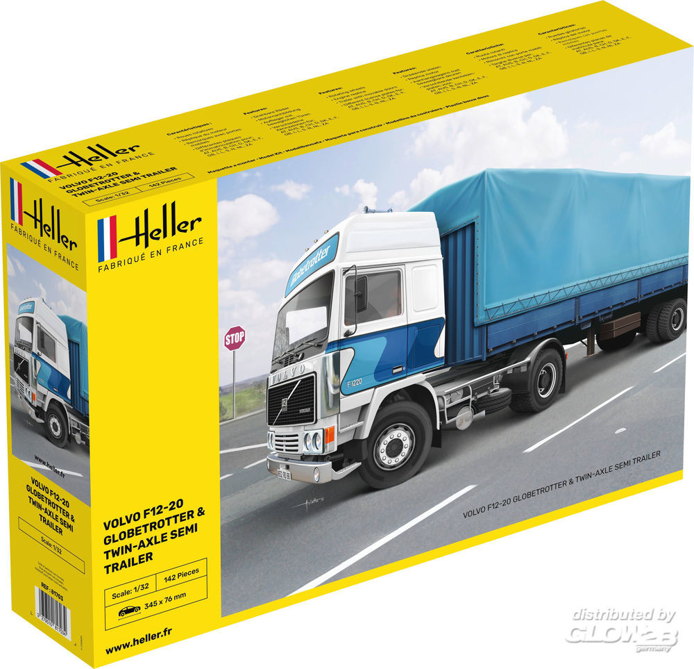 1/32 Volvo F12-20 Globetrotter & Twin-Axle Semi trailer