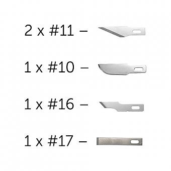 Assorted Blades (5) - for no.1 handle (2x#11,1x#10,1x#16,1x#17)