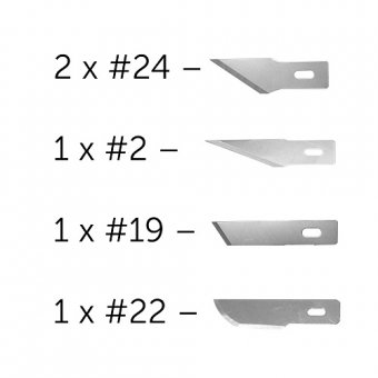 Assorted Blades (5) - for no.2&5 handles (2x#24,1x#2,1x#19,1x#22)