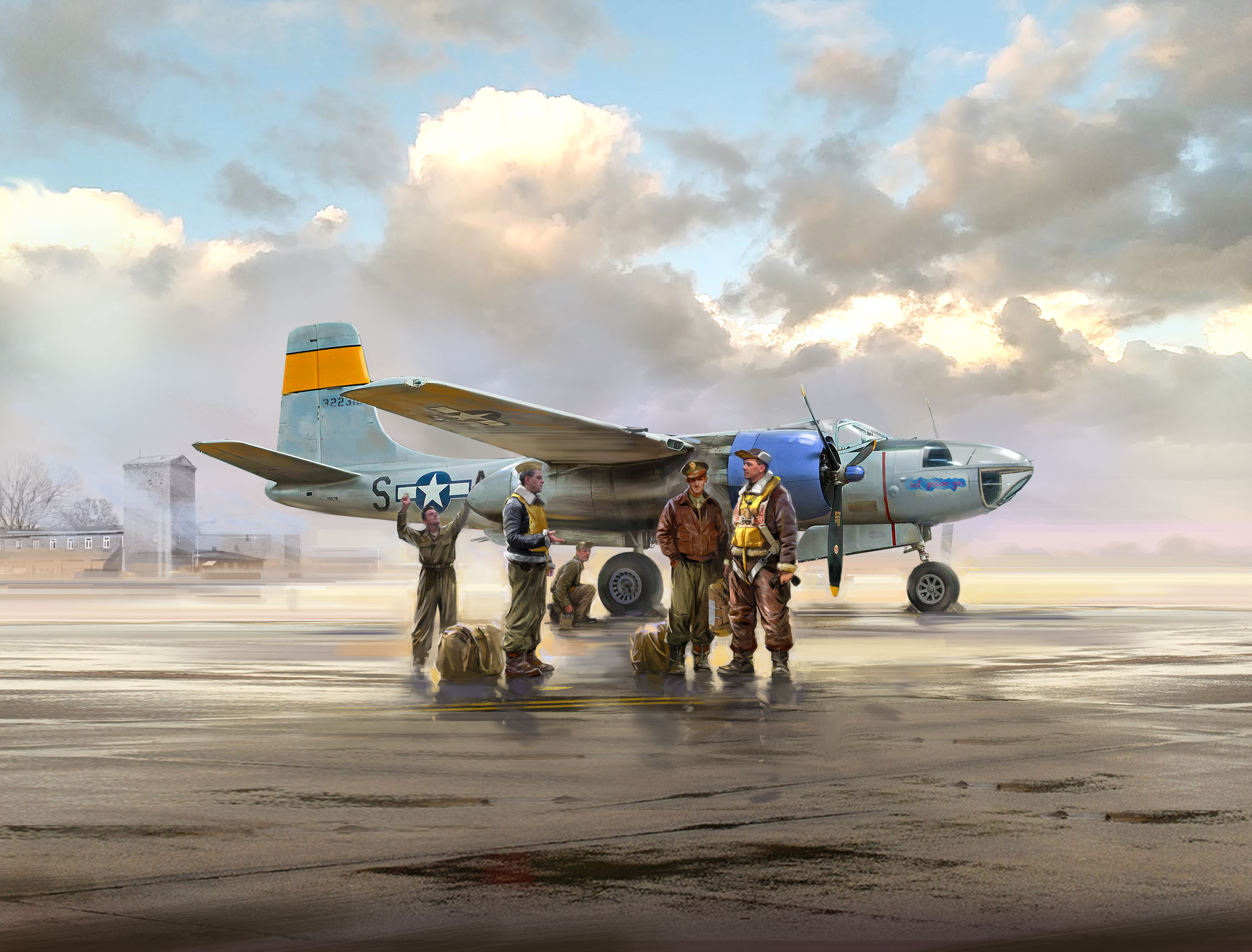 1/48 A-26C-15 Invader with pilots and ground personnel