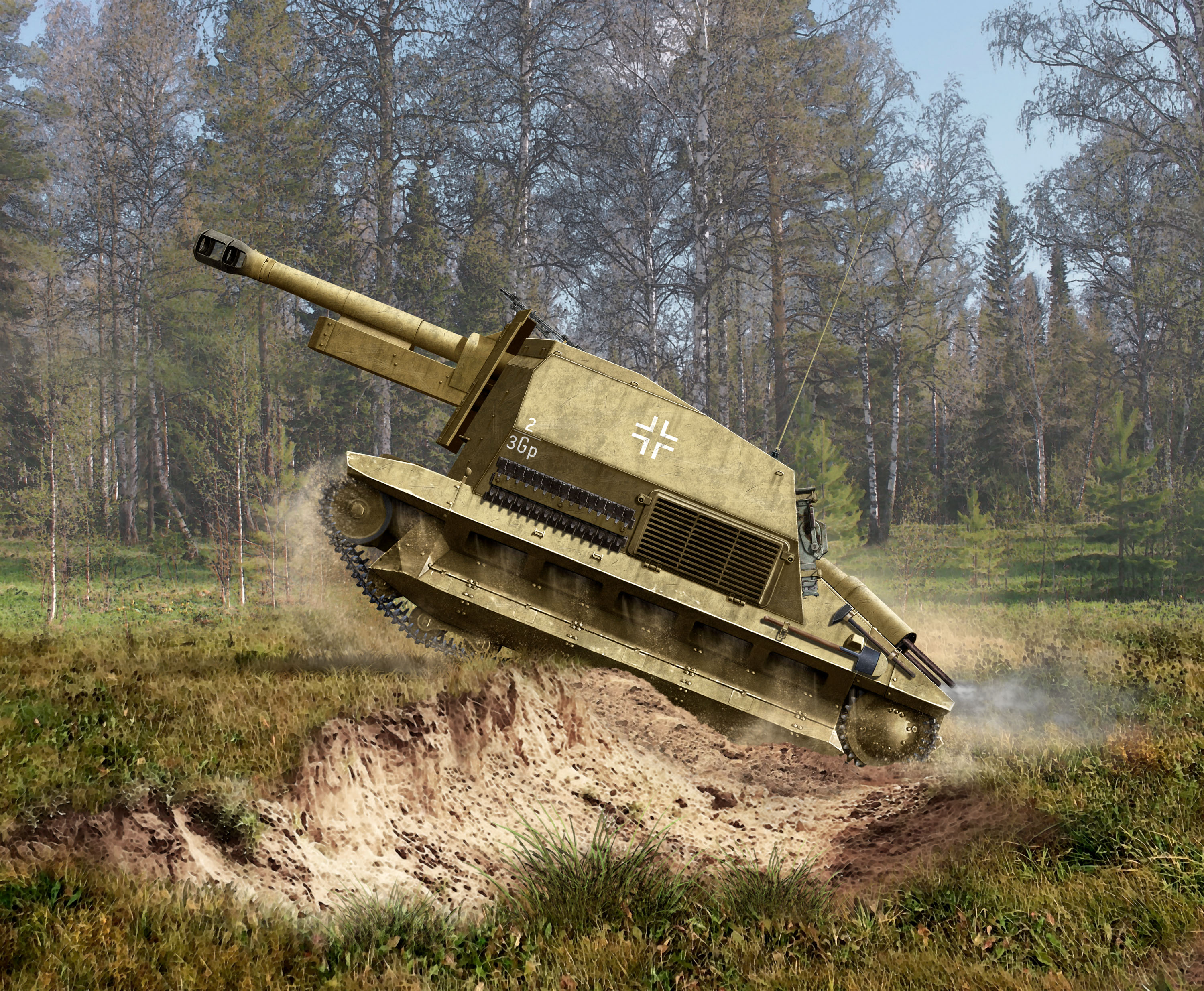 1/35 10.5cm leFH 16(Sf) auf Geschutzwagen FCM36(f), WWII German self-propelled howitzer