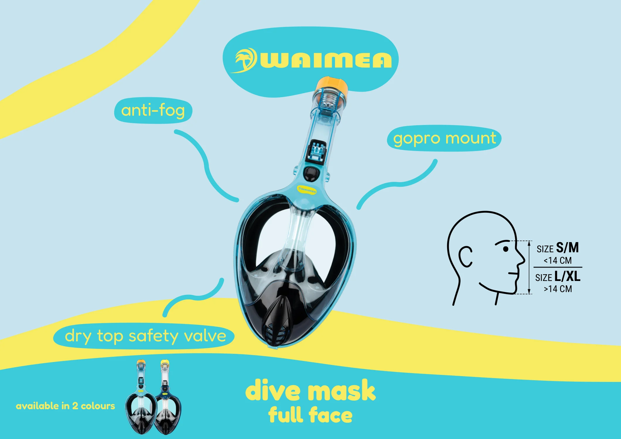 Waimea Snorkelmask Ljusblå Storlek L/XL - 2