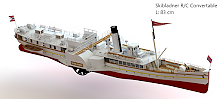 1/80 Skibladner Peddal Steamer,  incl. Led set. - 83 cm