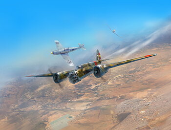 1/72 "Over all of Spain, the&nbsp;sky&nbsp;is&nbsp;clear" (SB 2M-100 "Katiushka" + two Me 109 E3 Pilot Ace)