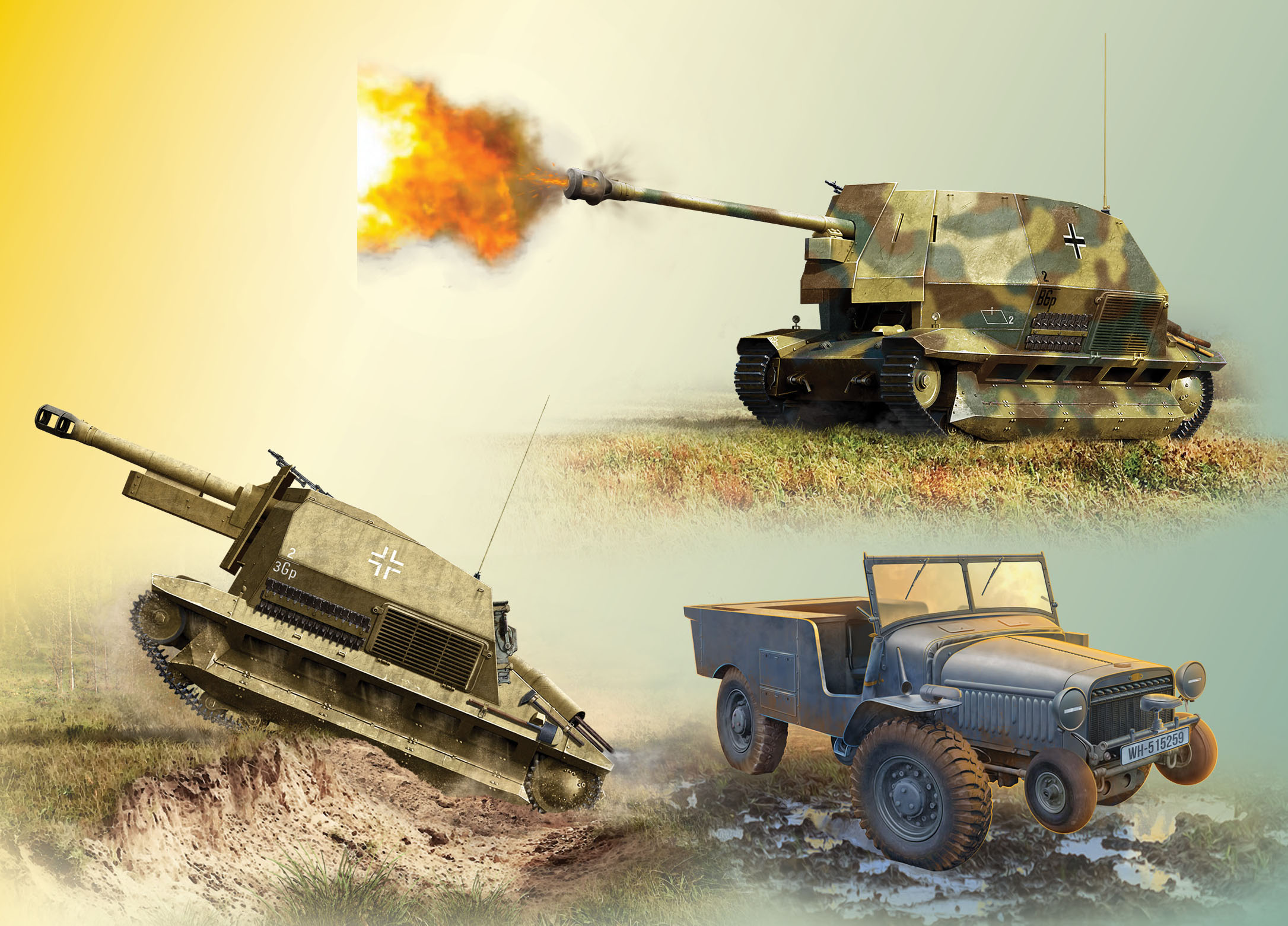 1/35 Mobile brigade 'West' (Schnelle Brigade West), 1943 (Marder I, 10.5cm leFH 16(Sf) auf Geschutzwagen FCM36(f), Laffly V15T)