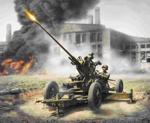 1/72 Soviet Anti-Aircraft Gun with Crew - NO GLUE