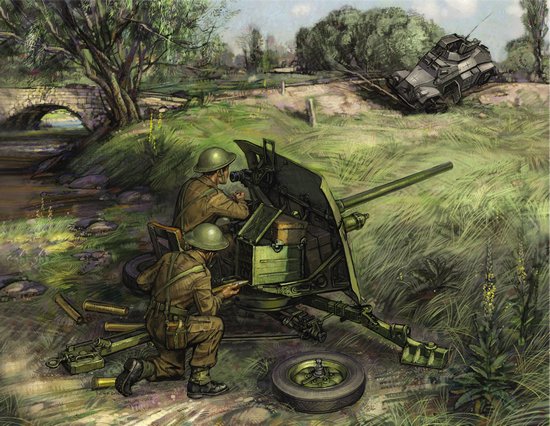 1/72 British QF 2-pdr Anti Tank Gun w/crew - NO GLUE