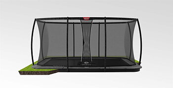 Studsmatta BERG ULTIM Flatground Grå 410x250 Champion rektangulär AirFlow PRO + skyddsnät DLX XL