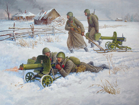 1/72 Soviet Machine-gun w/Crew (Winter Unif.) - NO GLUE