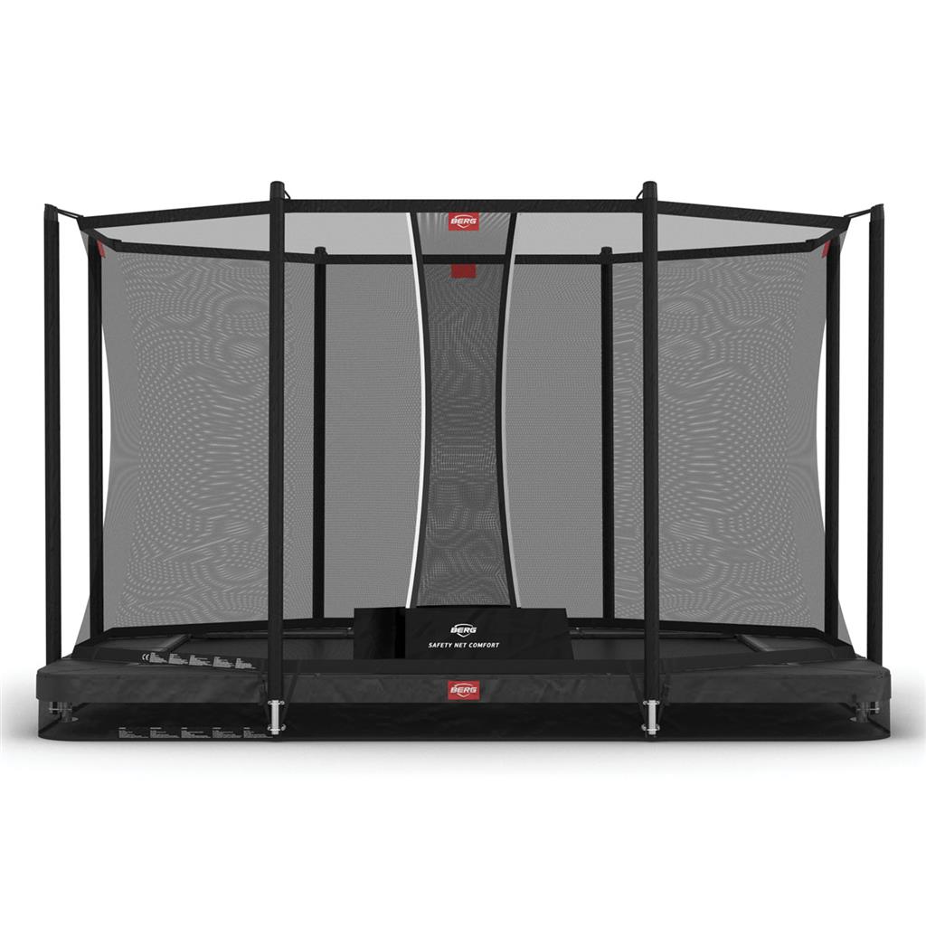 Studsmatta BERG Ingroud ULTIM Favorit Grå 330x220 AirFlow rektangulär + skyddsnät Comfort-