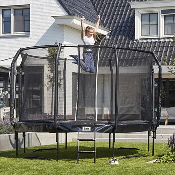 Salta First Class Ø366 cm inkl. skyddsnät Svart omlott ingång, Stege Salta