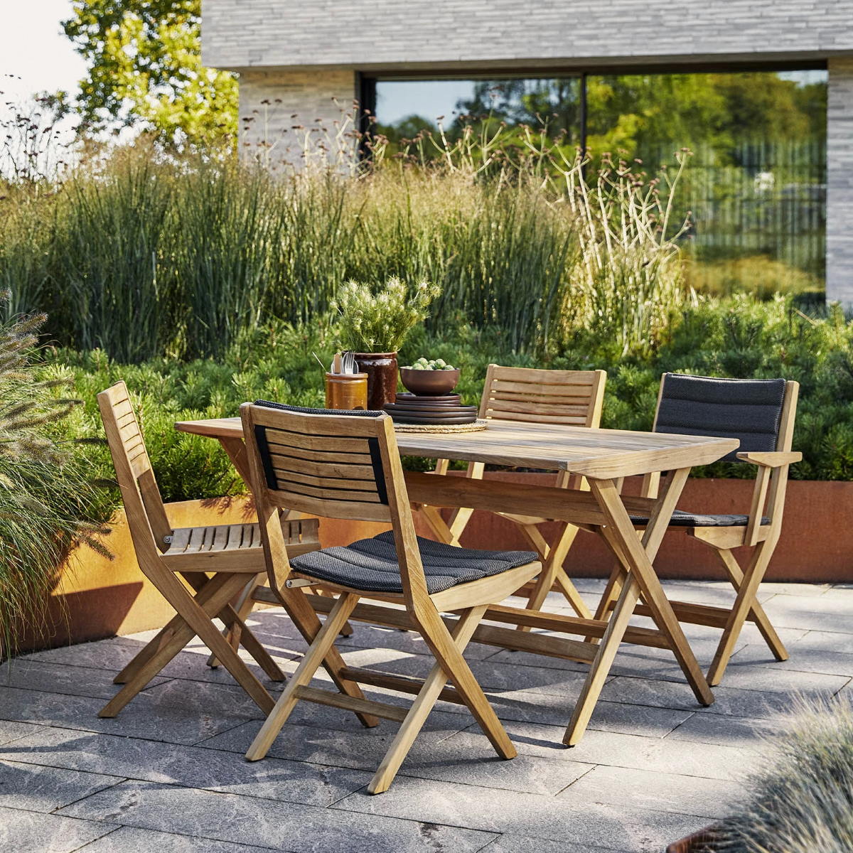 Flip fällstol teak utan armstöd Cane-line - 6