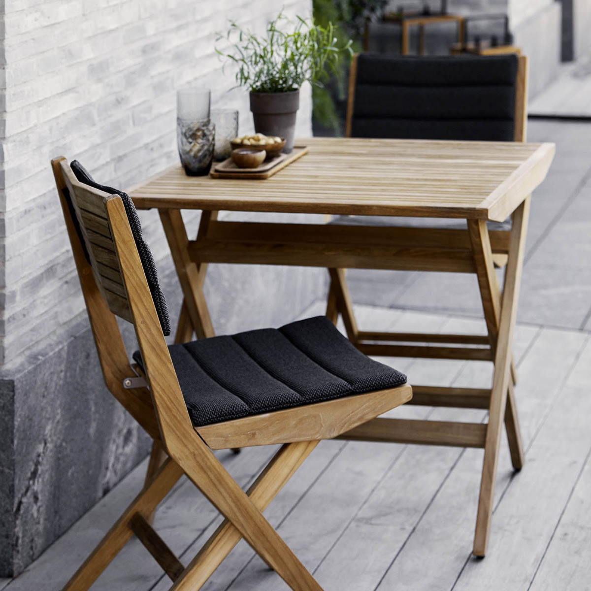 Flip fällstol teak utan armstöd Cane-line - 2