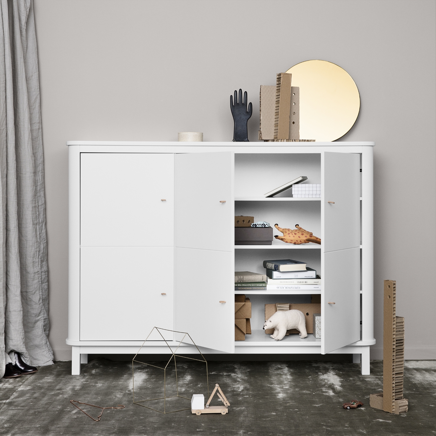 Wood multiskåp garderob vit/vit Oliver Furniture  - 8