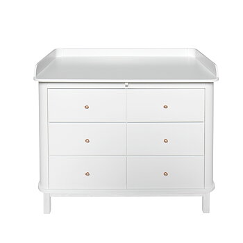 Byrå Wood 6 lådor läder vit / vit Oliver Furniture 