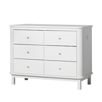 Byrå Wood 6 lådor läder vit / vit Oliver Furniture 