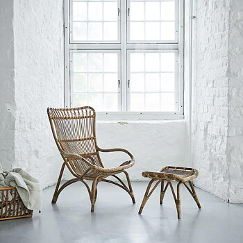 Monet korgfåtölj antikbrun Sika-Design